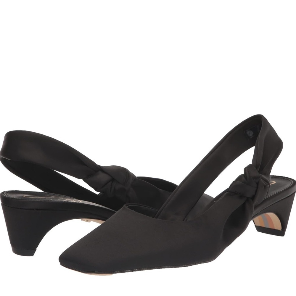 Sam Edelman Womens Meredith Black Kitten Heel Slingback Shoe Sz 6.5 Evening Chic